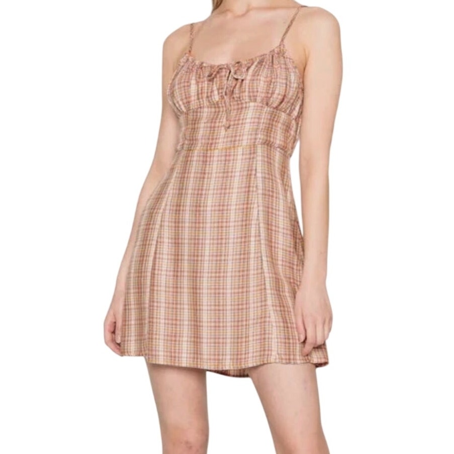 Bdg Urban Outfitters Kamaryn Plaid Tie Front Babydoll Mini Dress - Xs Nwt